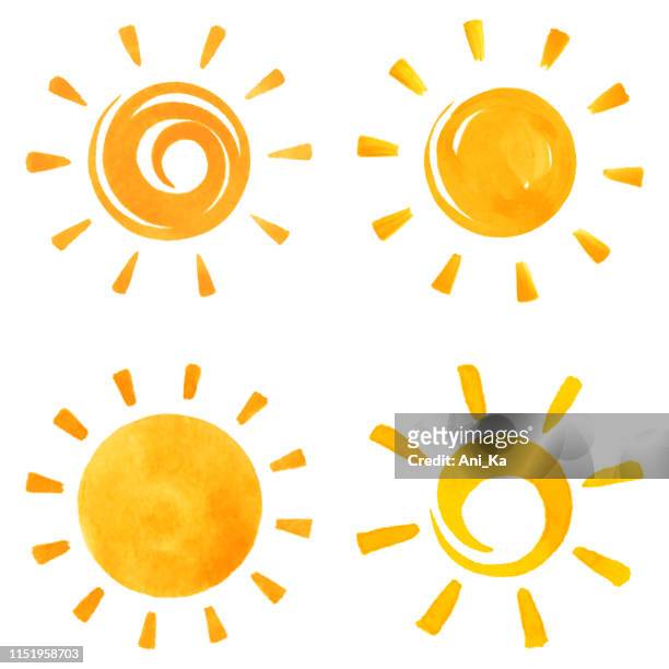 illustrazioni stock, clip art, cartoni animati e icone di tendenza di icone del sole - sole