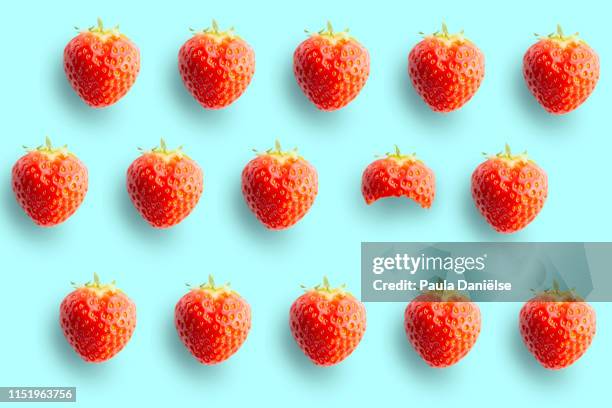 strawberry background - biting stock pictures, royalty-free photos & images