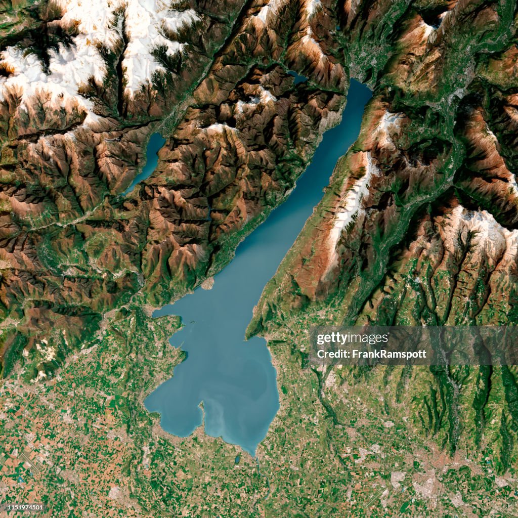 Lago di Garda 3D Render mapa topográfico Top View abril 2018