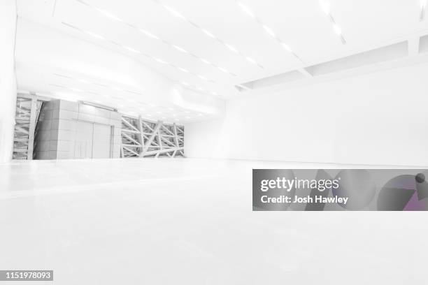 futuristic empty room, 3d rendering - airport inside stock pictures, royalty-free photos & images