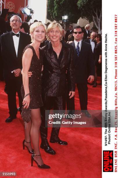 The 49th Emmy Awards-Ellen Degeneres with Anne Heche.