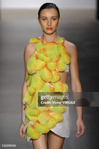 Model walks the runway during the Melk-Z-Da show Ready to Wear Spring/Summer 2012 collection as part of the Rio de Janeiro Fashion Week on May 30,...