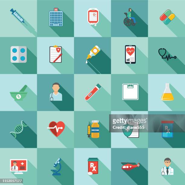 Medical And Healthcare Icon In Flat Design Style Set High-Res Vector  Graphic - Getty Images