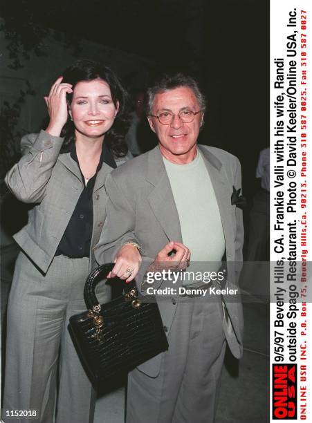 Beverly Hills, CA. Frankie Valli with his wife, Randi outside Spago Restaurant.