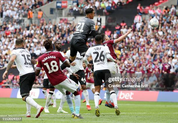 John McGinn of Aston Villa scores his sides second goal during the Sky Bet Championship Play-off Final match between Aston Villa and Derby County at...