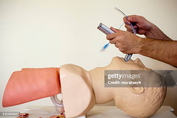 intubation of a cpr doll xxxl - intubation 個照片及圖片檔