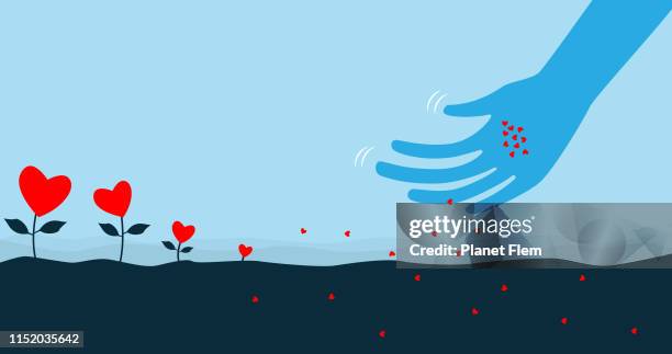 stockillustraties, clipart, cartoons en iconen met zaaien van de zaden van de liefde - growth concept