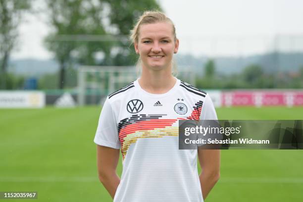 Alexandra Popp poses during Germany Women's Team Presentation on May 27, 2019 in Grassau, Germany.