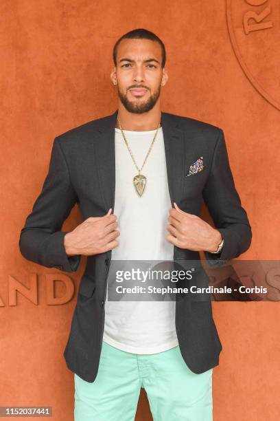 Basket-ball player Rudy Gobert attends the 2019 French Tennis Open - Day Two at Roland Garros on May 27, 2019 in Paris, France.