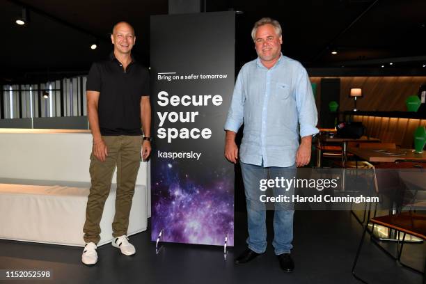 Tony Fadell and Eugene Kaspersky attend M24 pop up radio at Kaspersky Lounge during Starmus V: A Giant Leap, sponsored by Kaspersky at Samsung Hall...