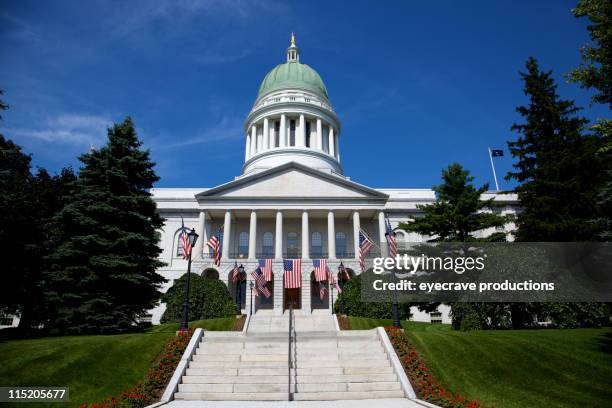 edifício do capitólio-augusta maine - maine imagens e fotografias de stock