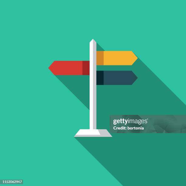 stockillustraties, clipart, cartoons en iconen met pictogram voor richtingsteken kaart - wegwijzer bord