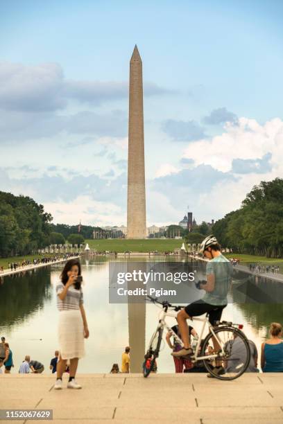 washington monument in dc usa - reflection pool stock pictures, royalty-free photos & images