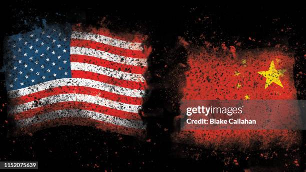 usa china trade war theme - amerikanische südstaaten flagge stock-fotos und bilder
