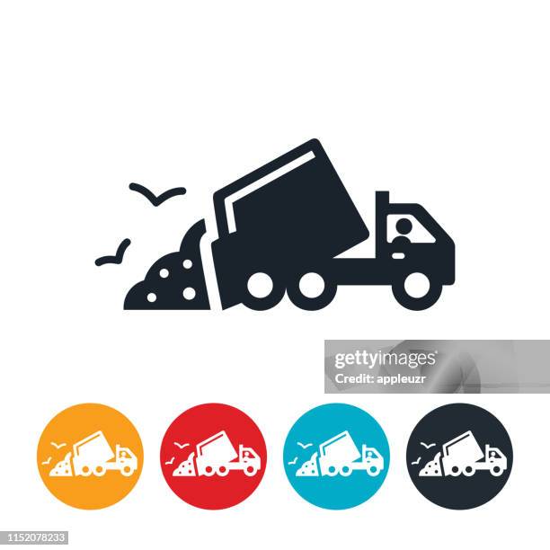 illustrazioni stock, clip art, cartoni animati e icone di tendenza di icona di garbage truck - landfill