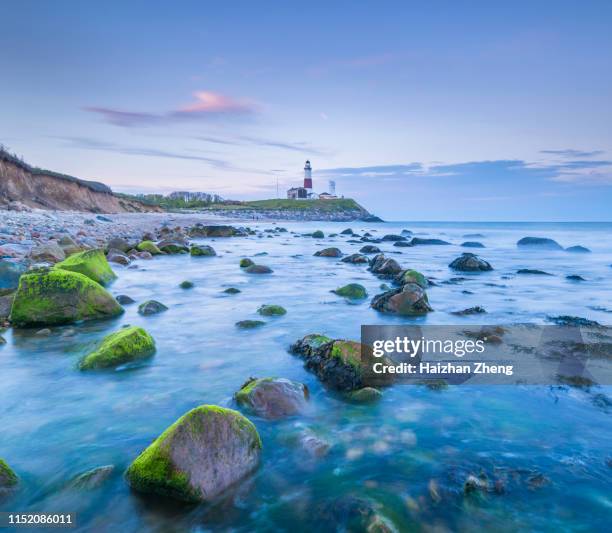 the coastline at montauk point in long island - hampton stock pictures, royalty-free photos & images