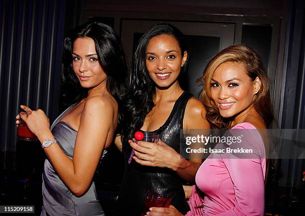 Antoinette Nikprelaj Sanya Hughes and Daphne Joy, Mermaids of "Pirates Of The Caribbean: On Stranger Tides" host at Chateau Nightclub & Gardens on...