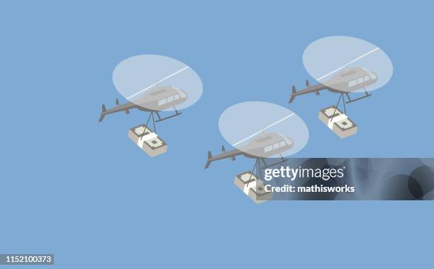 helicopters with cash stacks - bundle and save stock illustrations