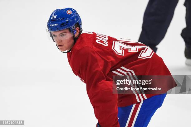 Look on Montreal Canadiens right wing Cole Caufield during the Montreal Canadiens Development Camp on June 26 at Bell Sports Complex in Brossard, QC