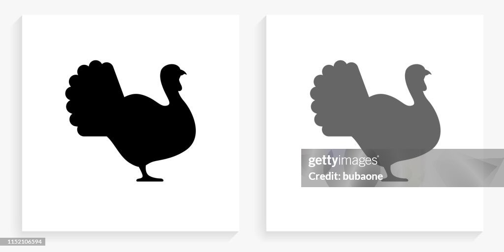 Turkey Black and White Square Icon
