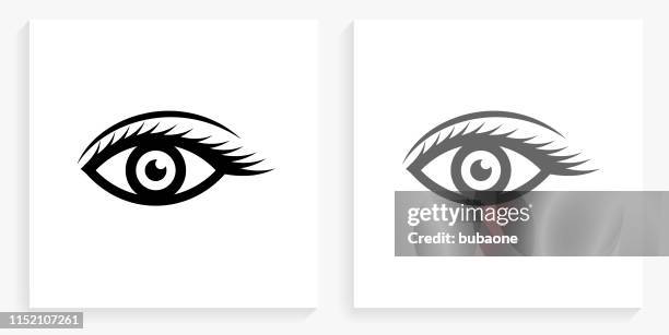 illustrations, cliparts, dessins animés et icônes de icône de carré noir et blanc d’oeil - eyelash