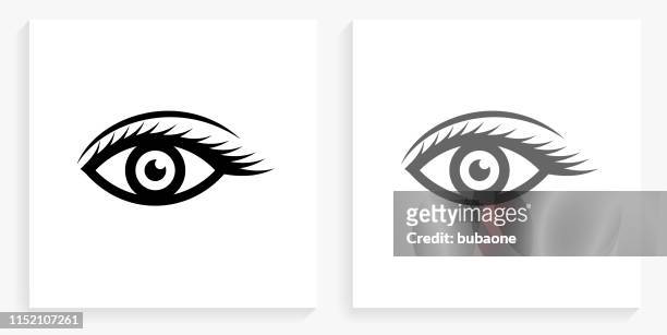 eye black and white square icon - eyelash stock illustrations
