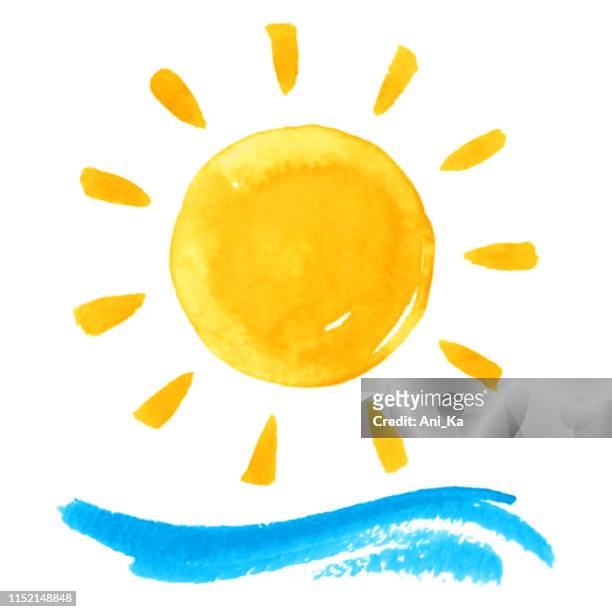 ilustraciones, imágenes clip art, dibujos animados e iconos de stock de el sol y la ola - luz del sol