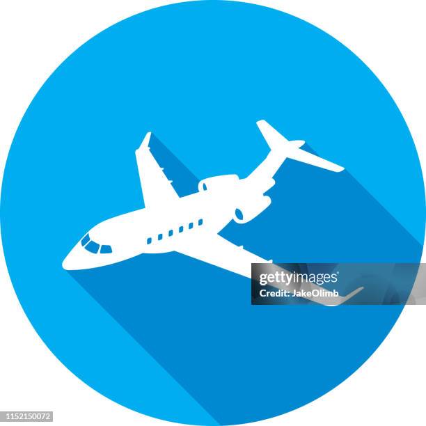 stockillustraties, clipart, cartoons en iconen met prive-jet icon silhouet - bedrijfsvliegtuig