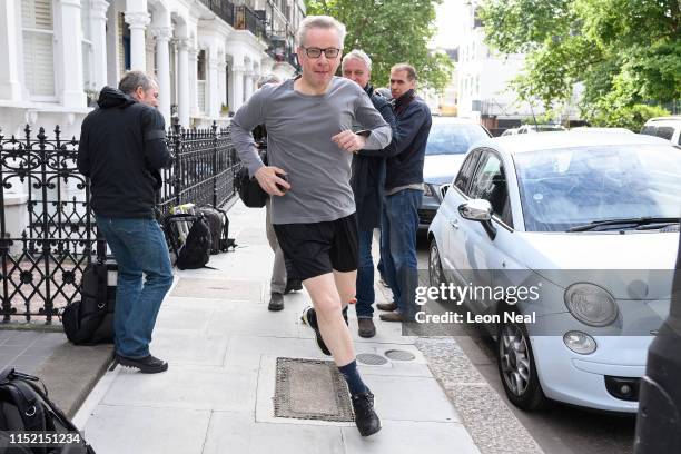 Environment Secretary Michael Gove leaves his home on May 28, 2019 in London, England. Gove has recently announced his bid to become the next...