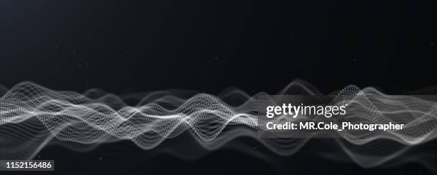 illustration of wave particles futuristic digital abstract background for science and technology,banner background with copy space - amplify logo stockfoto's en -beelden