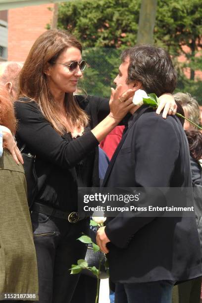 Elsa Anka and Gisela's brother attend Salvador Llado Piquer Funeral Chapel in May 27, 2019 in Barcelona, Spain.