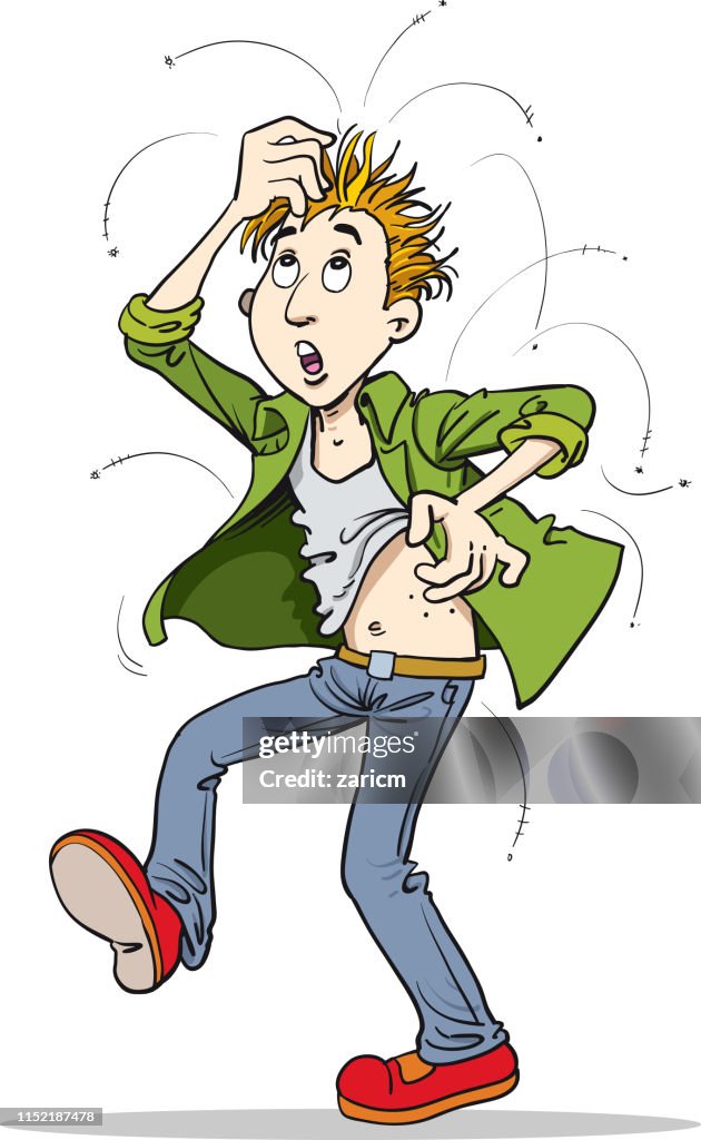 Man attacked by fleas - Vector