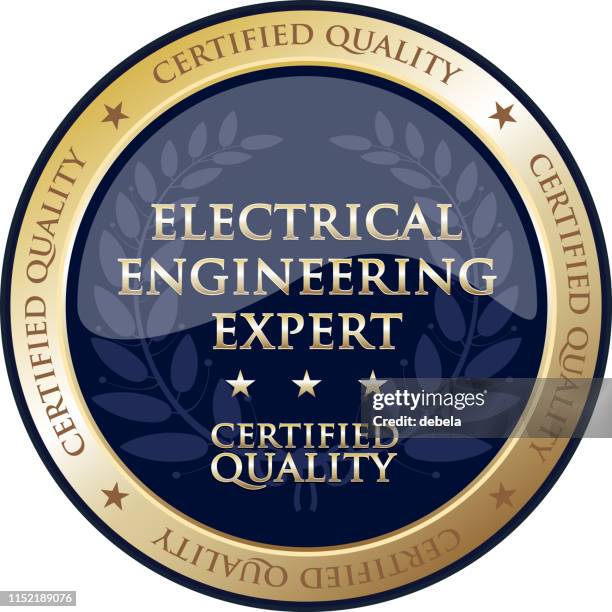 electrical engineering expert certified quality gold label - reliability engineering stock illustrations