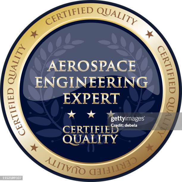 aerospace engineering expert certified quality gold label - bay leaf stock illustrations