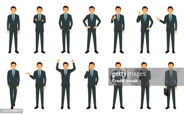 set of businessman isolated on white background - businessman stock illustrations