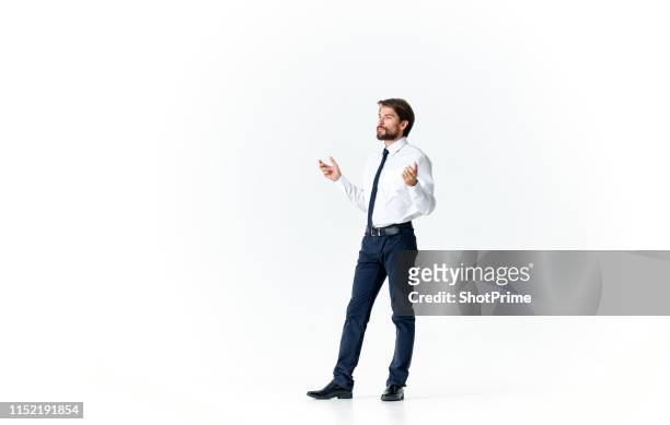 business man on white isolated background - men bulge imagens e fotografias de stock