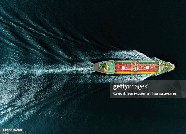 oil ship tanker or liquefied petroleum gas (lpg)  ship on the sea transportation oil/gas from refinery. - oil tanker ship stock pictures, royalty-free photos & images