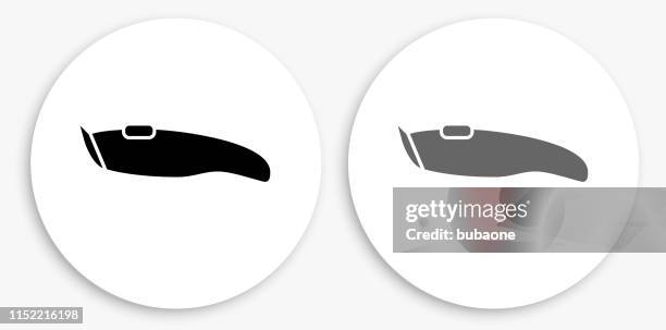 hair trimmer black and white round icon - hair clipper stock illustrations