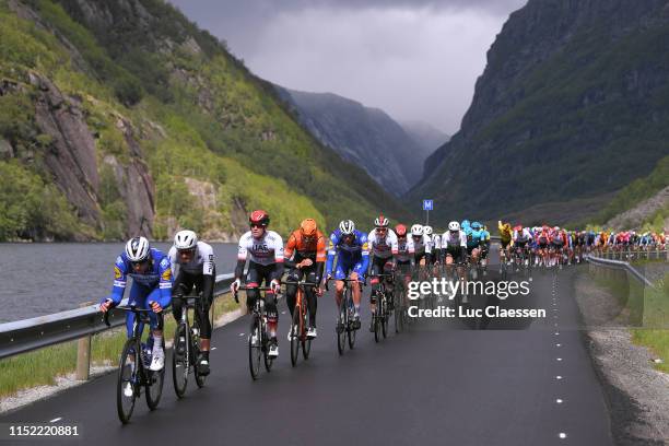 Petr Vakoc Czech of Republic and Team Deceuninck - Quick-Step / Stephen Cummings of United Kingdom and Team Dimension Data / Lars Boom of The...