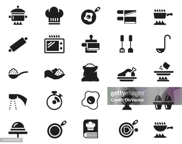 cooking icon set - kitchen fire stock illustrations