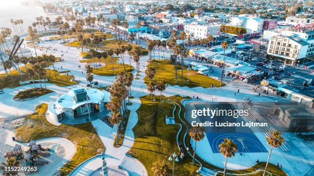 venice beach aerial view - venice beach stock pictures, royalty-free photos & images