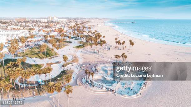 venice beach aerial skatepark - los angeles stock-fotos und bilder