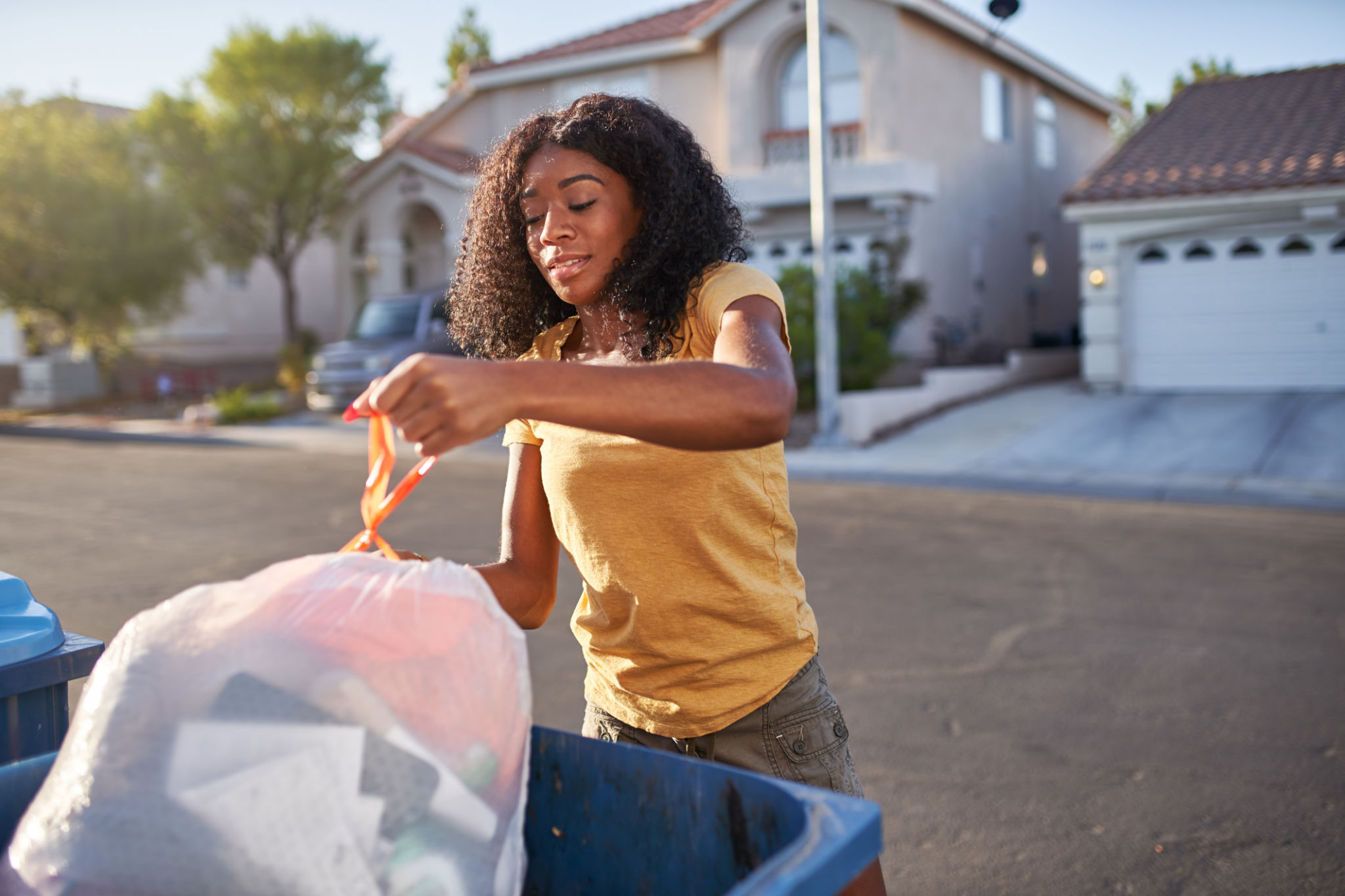person taking out trash