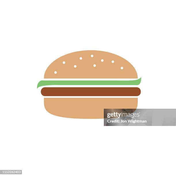 stockillustraties, clipart, cartoons en iconen met hamburger-platte design bbq-barbecue icoon - hamburger