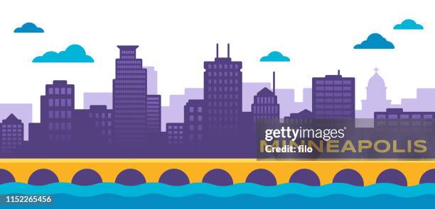 illustrations, cliparts, dessins animés et icônes de minneapolis minnesota skyline - haut lieu touristique international