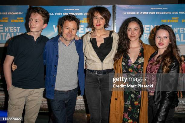 Helie Thonnat, Ivan Calberac, Valerie Bonneton, Coline d'Inca and Luna Lou attend the "Venice N'Est Pas En Italie" Premiere at UGC Cine Cite Bercy on...