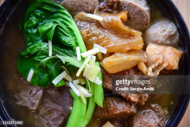 taiwanese beef tendon noodle soup - chinese cabbage stock pictures, royalty-free photos & images