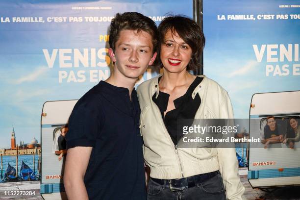 Actor Helie Thonnat and actress Valérie Bonneton, during the "Venise N'Est Pas En Italie" Premiere at UGC Cine Cite Bercy on May 28, 2019 in Paris,...