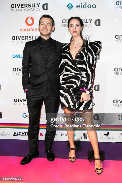 Alessandro Cattelan and Ludovica Sauer attend the Diversity Media Awards 2019 at Alcatraz on May 28, 2019 in Milan, Italy.