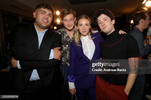 Danilo Kamperidis, Damian Hardung, Lena Klenke and Maximilian Mundt attend the "How to sell drugs online " Netflix special screening on May 28, 2019...